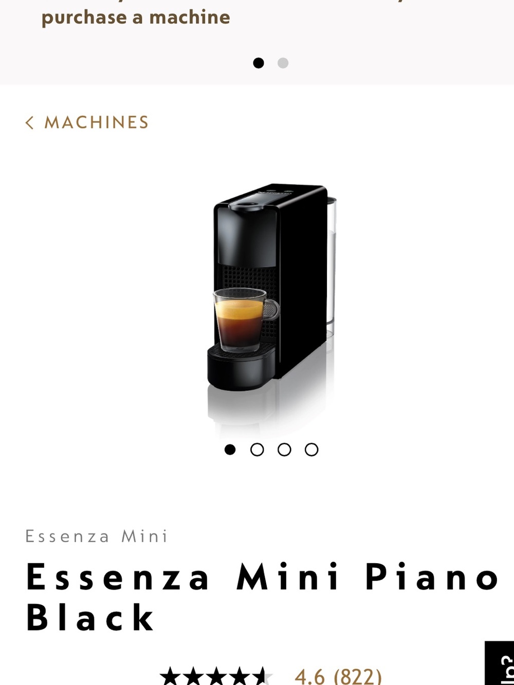 Nespresso Essenza Mini Espresso Machine Black $60